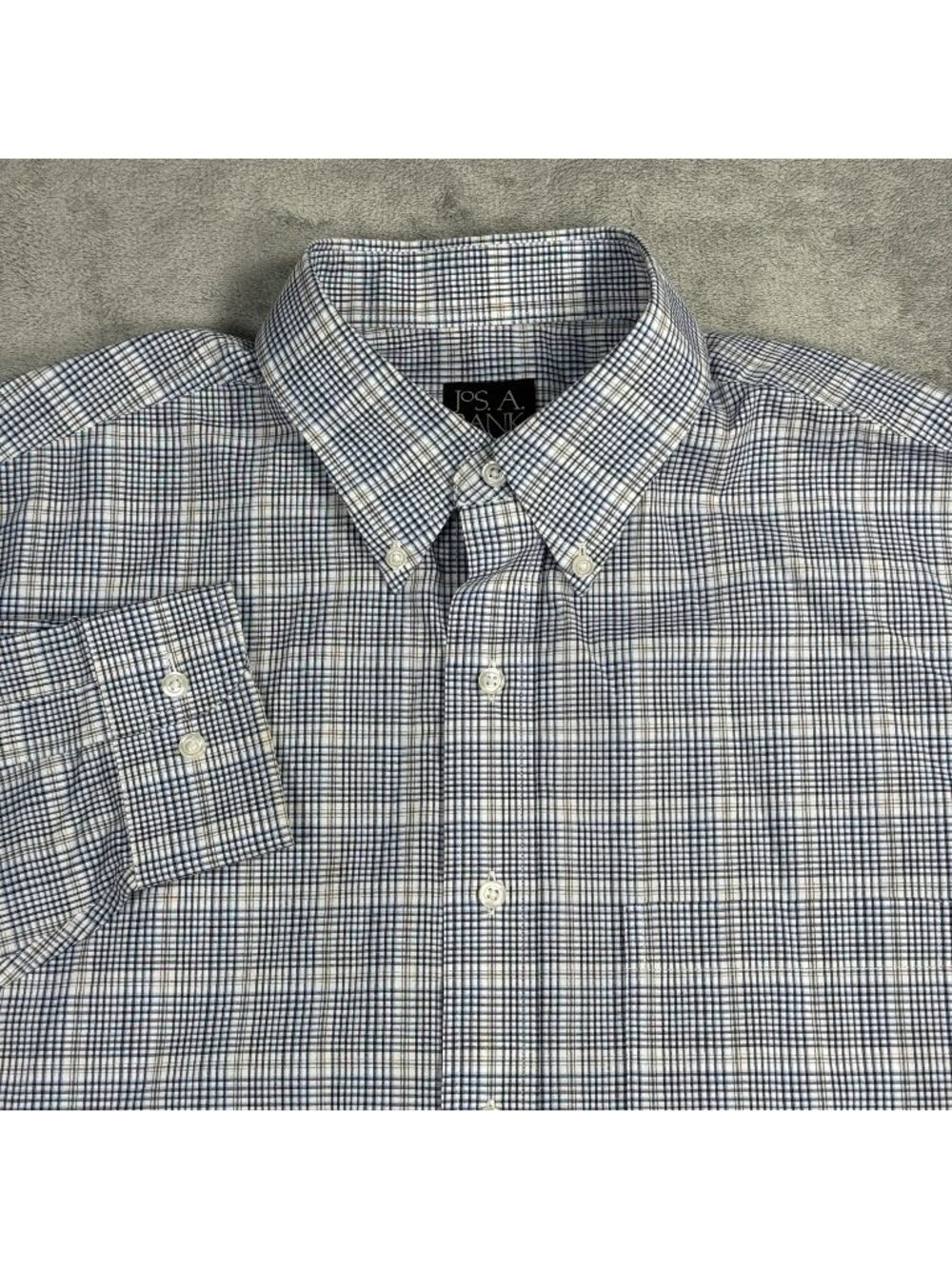 Jos A Bank Travelers Collection Plaid Button Down Dress Shirt Mens Large Office